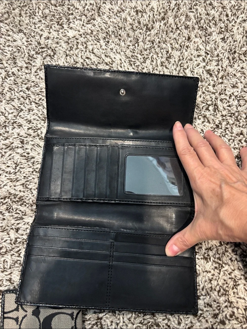 Coach Signature Canvas Wallet in Black and Tan - Picture 5 of 6
